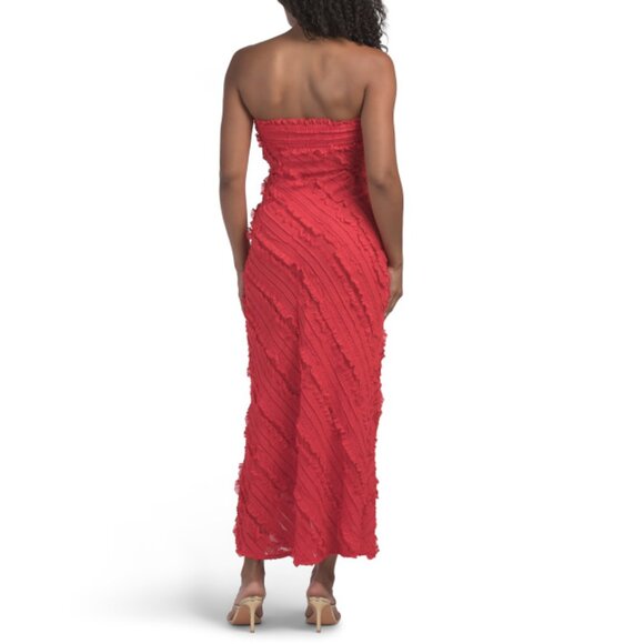 ENDLESS ROSE Red Strapless Ruffled Maxi Dress - Picture 2 of 2